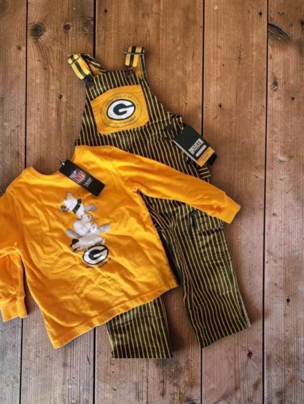 RARE NWT Duluth Trading Green Bay Packers 2pc Overalls Set 2T